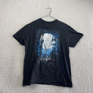 Y2K Tim Burton Corpse Bride Movie Poster Black Graphic T Shirt L Goth Grunge